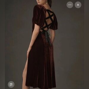 Reformation Burgundy Velvet Midi Dress